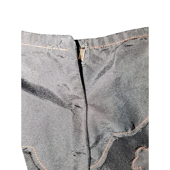 Vintage Extreme Nylon Grunge Goth Patchwork Floral Appliqué Skirt Size US 6 - Picture 4 of 5